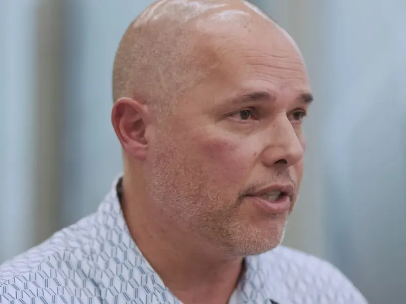 Close-up interview with a company director