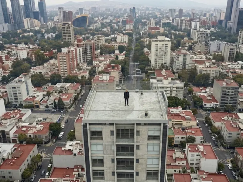 Aerial view of an office building in Mexico City