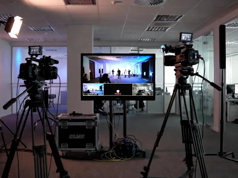 Studio cameras and monitors for a streamed panel