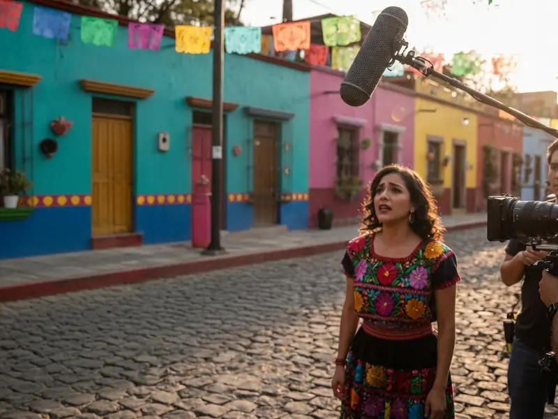 Vertical shoot on a colorful street for social media content