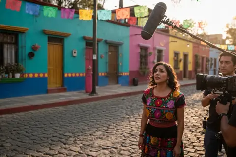 Social media video production in Mexico: vertical shoot on a colorful street for social media content